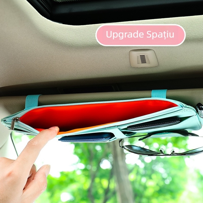 Clip de depozitare pentru parasolarul auto, multifuncțional, cu suport pentru carduri și ID