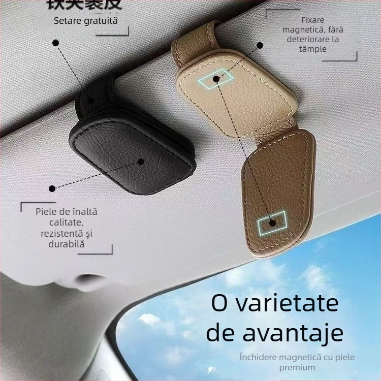 Clip pentru ochelari auto cu priză magnetică și design pliabil; potrivire universală; Material: Altul; Funcție: clip pentru ochelari; Personalizare: Da; Durata de viață: 5 ani