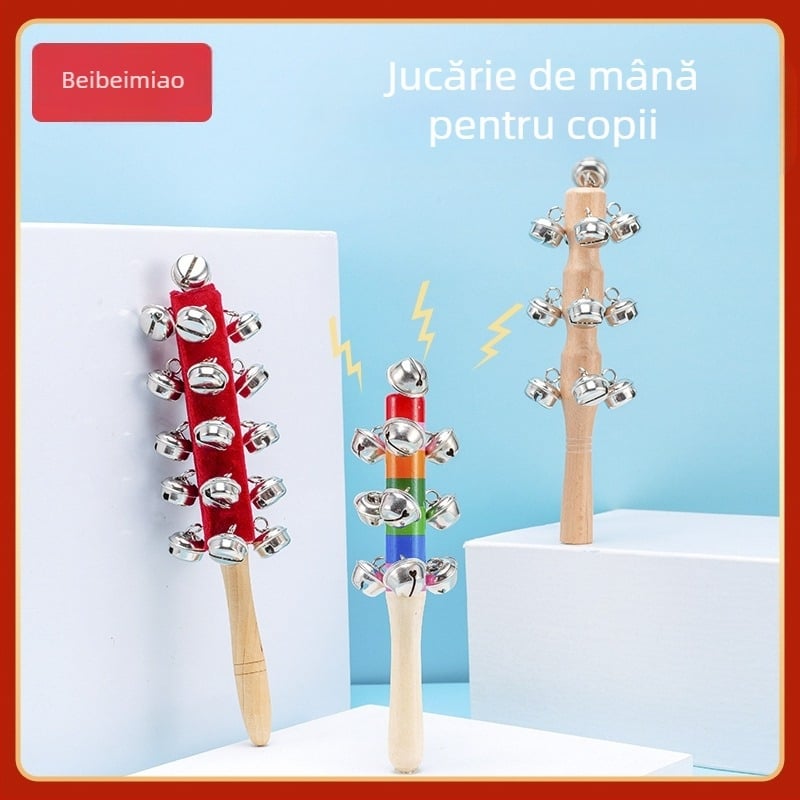 Zornăitoare din lemn pentru copii în stil Orff, cu 13 clopoței