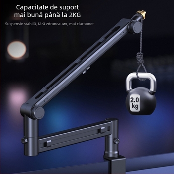 RODD AK-58 suport microfon pentru birou, reglabil, gestionare cabluri, compatibil cu telefonul și calculatorul pentru streaming live și înregistrare