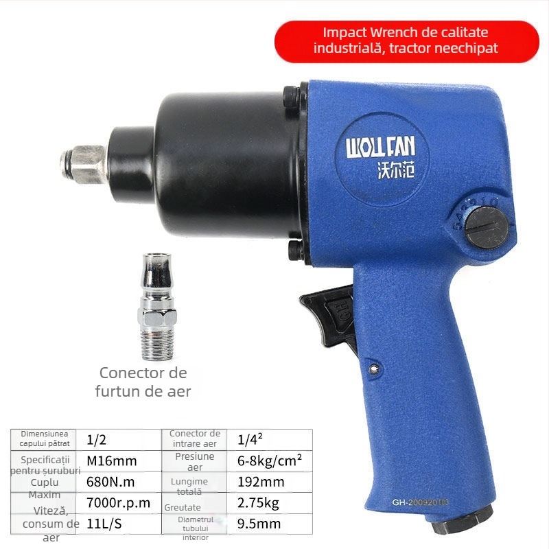 Cheie pneumatică industrială de 1/2 inch cu set de socluri, cu cuplu mare