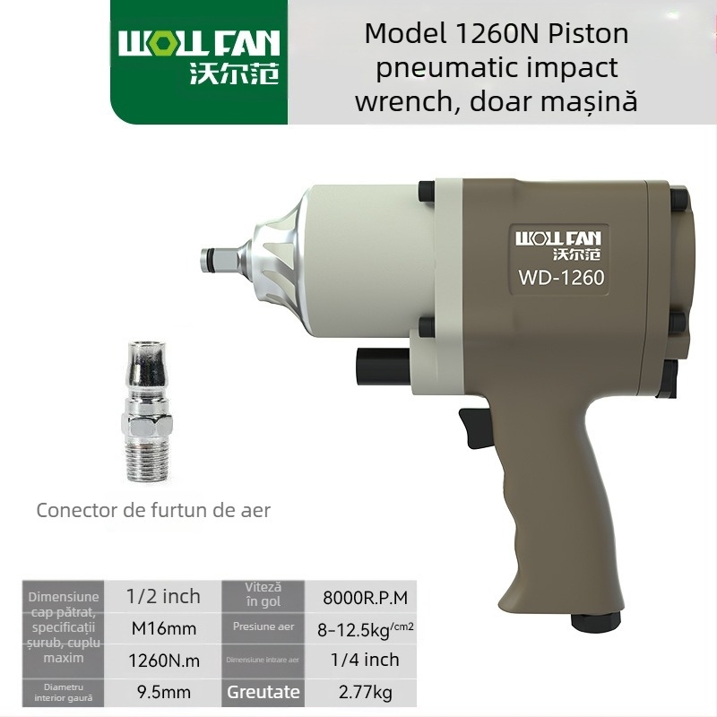Cheie pneumatică industrială de 1/2 inch cu set de socluri, cu cuplu mare