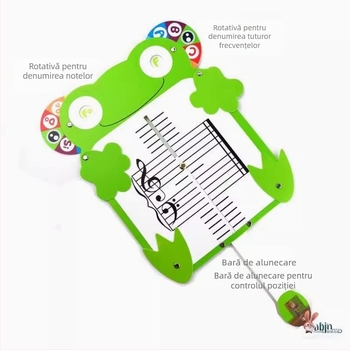 Tablea Spectrum pentru recunoașterea notelor pe portativ, design cu animale desenate, instrument educațional pentru pian, tablă mobilă de antrenament și predare a teoriei muzicii.