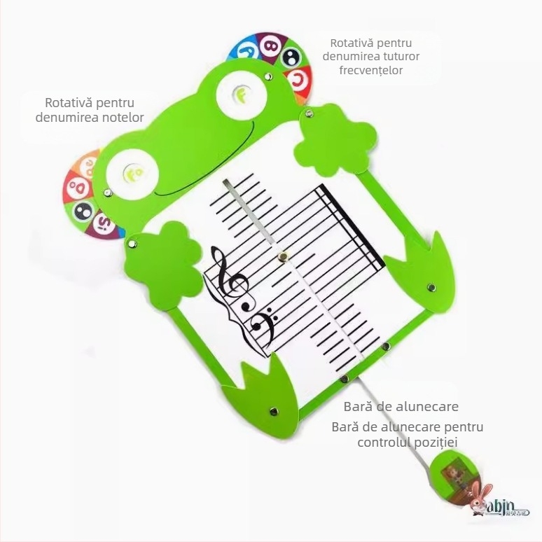 Tablea Spectrum pentru recunoașterea notelor pe portativ, design cu animale desenate, instrument educațional pentru pian, tablă mobilă de antrenament și predare a teoriei muzicii.