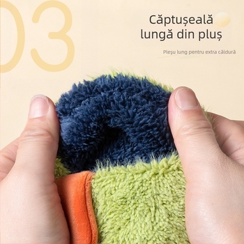 Papuci de iarnă din bumbac pentru copii, cu dinozauri, talpă anti-derapare TPR, groși, ușor de purtat, pentru vârste 1–6 ani