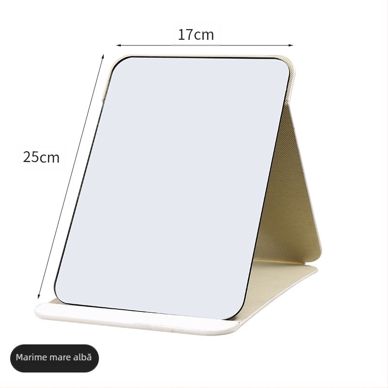 Oglindă de machiaj de birou cu ramă din plastic, pliabilă și portabilă, pentru dormitor sau baie