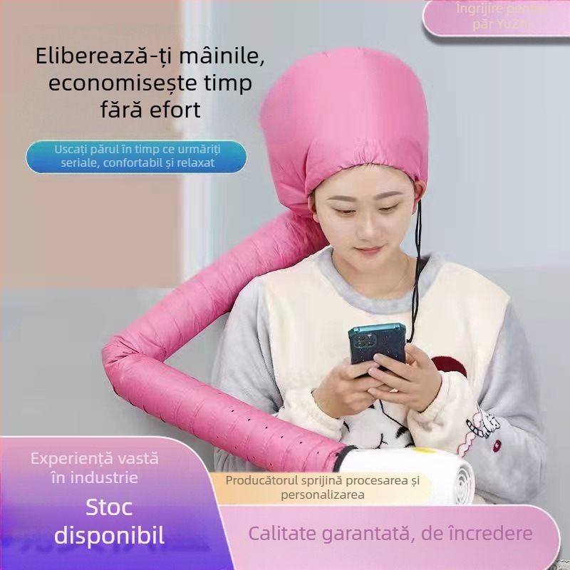Căciulă de uscat păr cu bandă pentru uz casnic — uscare cu aer cald pentru îngrijire, coafare și tratament, potrivit pentru păr permanentizat și vopsit