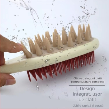 Pieptene pentru șampon cu mâner lung, dinți cu două fețe pentru masajul scalpului
