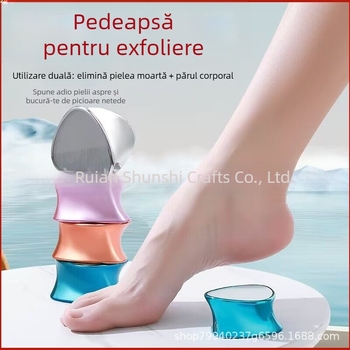 Dispozitiv electric pentru îndepărtarea părului și exfolierea corpului – dispozitiv cu suprafață din sticlă nano, cu două fețe, model 2687, carcasă ABS, 58 g, utilizare umedă și uscată