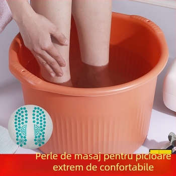 Vas de baie pentru picioare din plastic, rotund și adânc, pentru masaj și baie la picioare, uz casnic