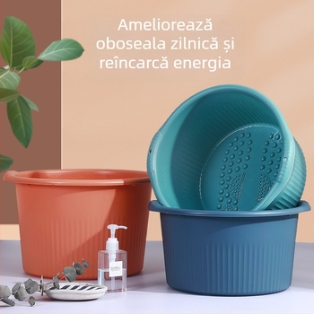 Vas de baie pentru picioare din plastic, rotund și adânc, pentru masaj și baie la picioare, uz casnic