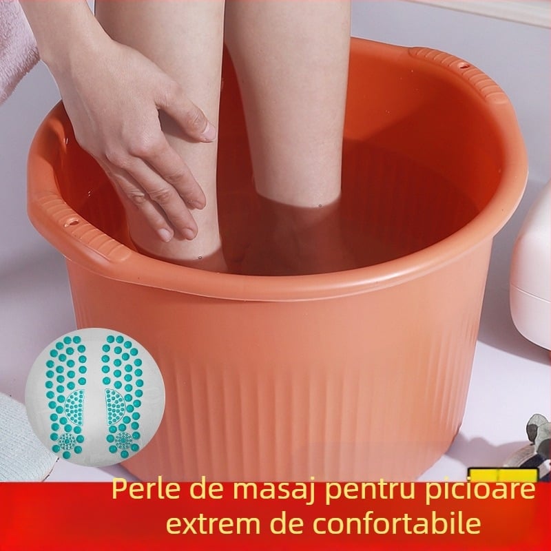 Vas de baie pentru picioare din plastic, rotund și adânc, pentru masaj și baie la picioare, uz casnic
