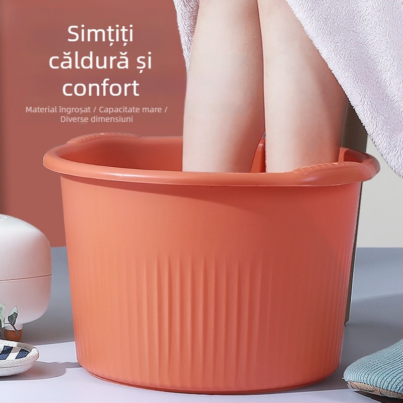 Vas de baie pentru picioare din plastic, rotund și adânc, pentru masaj și baie la picioare, uz casnic