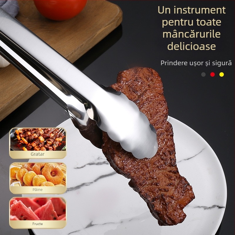 Clești pentru alimente - 201 oțel inoxidabil, multifuncționale, anti-alunecare, rezistente la temperaturi înalte, rezistente la coroziune