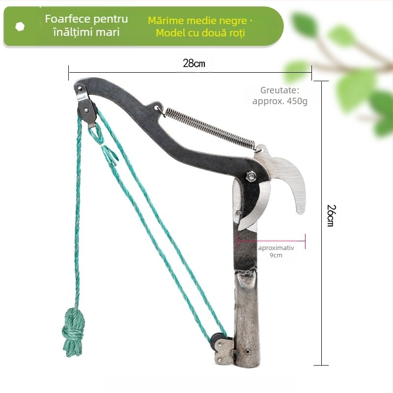 Foarfece pentru tăiat crengi cu mâner telescopic, pentru crengi înalte și recoltarea fructelor