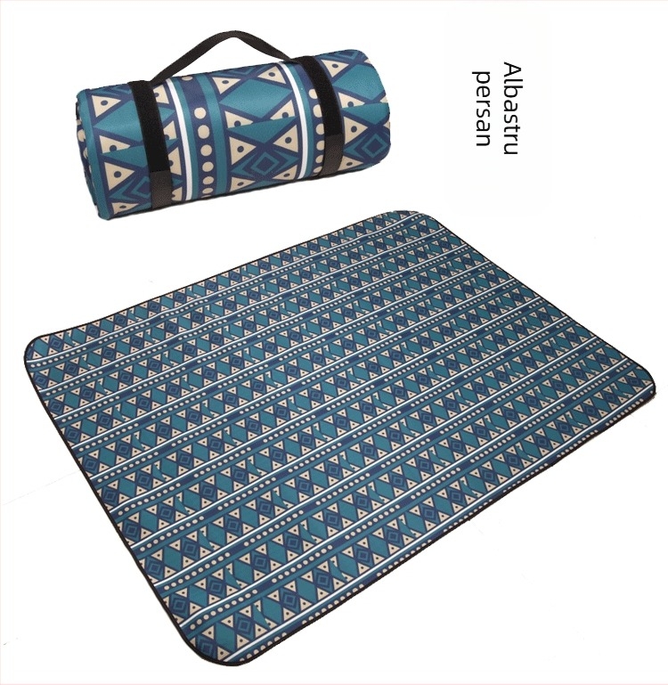 Saltea de picnic impermeabilă pentru exterior — poliester, țesătură Oxford, strat impermeabil cu folie de aluminiu, portabilă pentru plajă și picnic