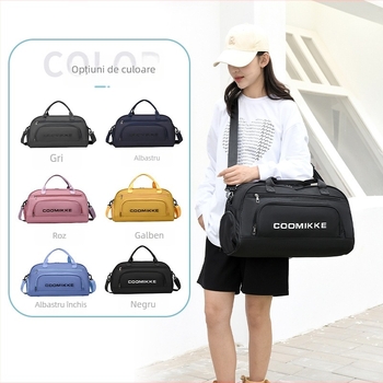 Geantă de fitness cu separare umed/uscată și compartiment separat pentru pantofi, capacitate 20–35 L, material Oxford, respirabil, căptușeală din poliester, stil urban simplu
