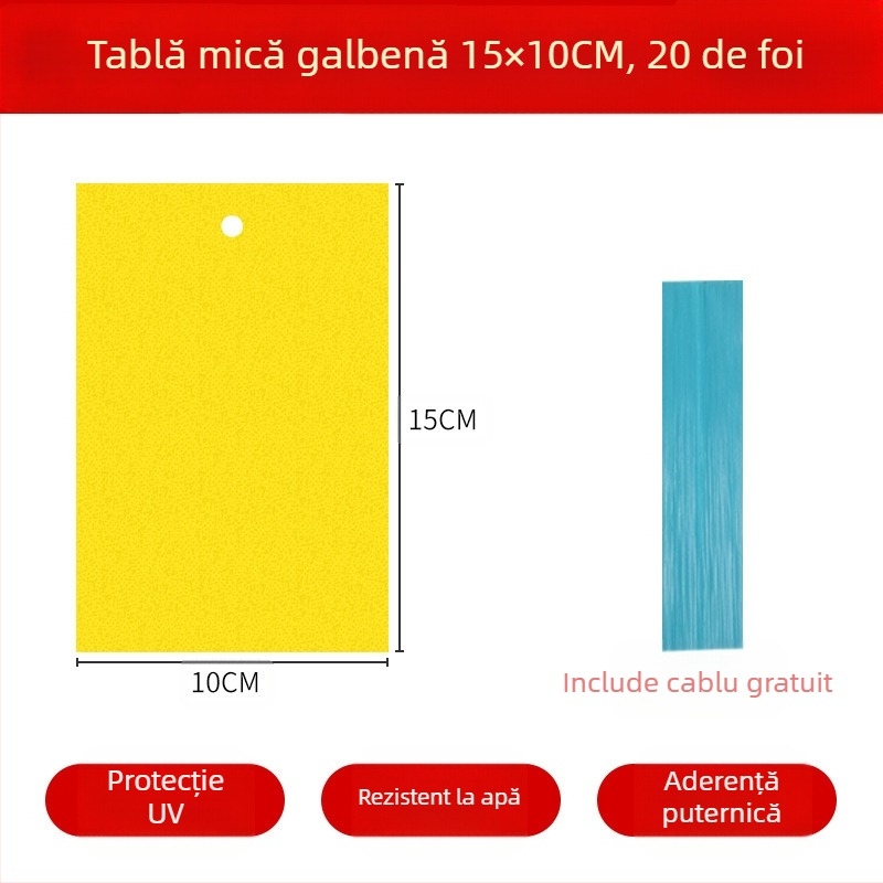 Plăcuță lipicioasă pentru insecte pentru muște de fructe și țânțari – dublu-adezivă, netoxică, durată de viață 5 ani, 1000 foi