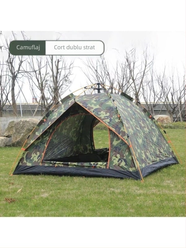 Cort de camping cu deschidere rapidă automată pentru 3-4 persoane, camping la plajă, cort pliabil cu dublu strat