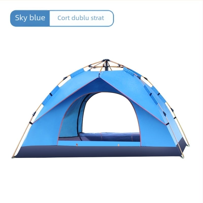 Cort de camping cu deschidere rapidă automată pentru 3-4 persoane, camping la plajă, cort pliabil cu dublu strat