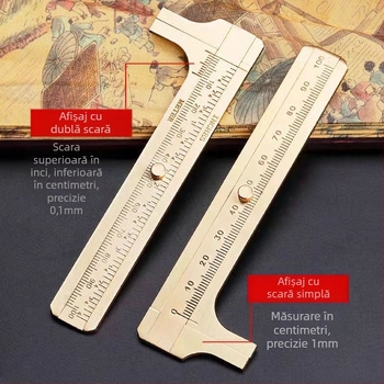 Caliper vernier din alamă, portabil, pentru măsurarea precisă a grosimii
