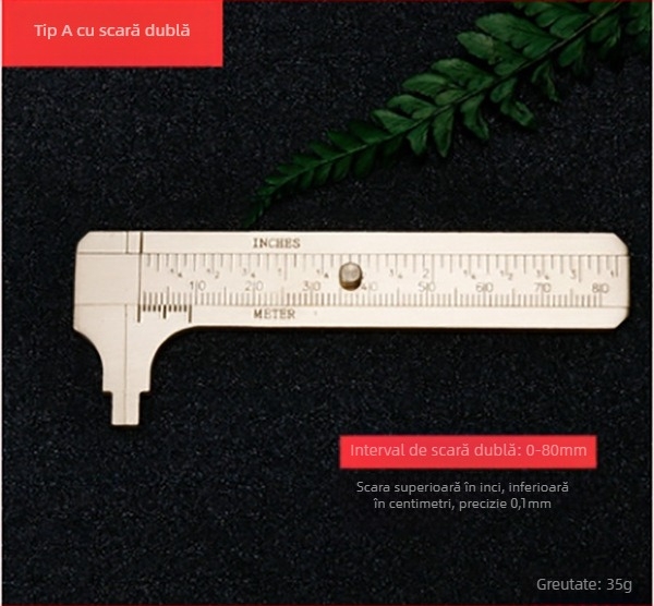 Caliper vernier din alamă, portabil, pentru măsurarea precisă a grosimii