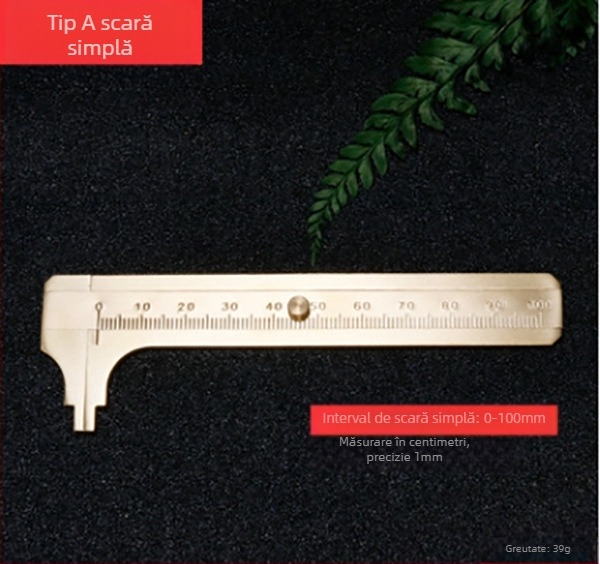Caliper vernier din alamă, portabil, pentru măsurarea precisă a grosimii