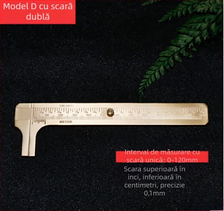 Caliper vernier din alamă, portabil, pentru măsurarea precisă a grosimii