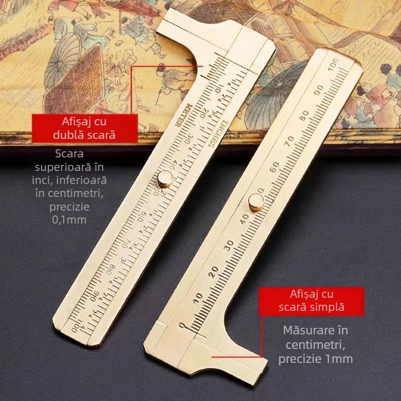 Caliper vernier din alamă, portabil, pentru măsurarea precisă a grosimii