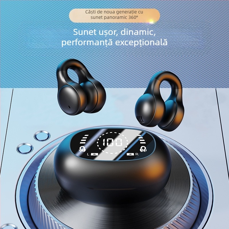Căști Bluetooth cu conducție aeriană, design clip-in, zgomot redus, Bluetooth 5.4, IPX4, rază 10 m