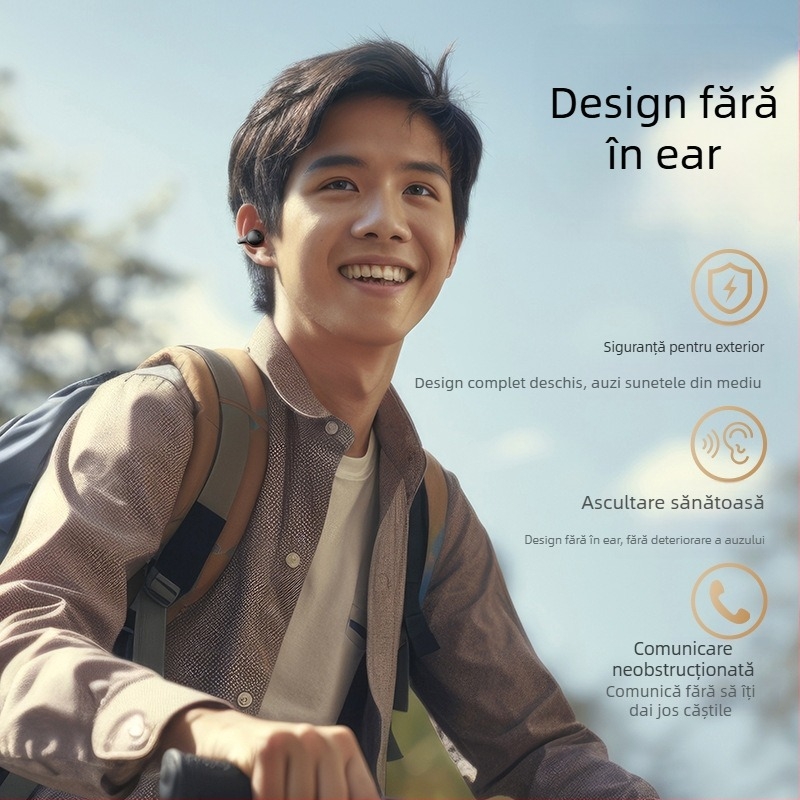 Căști Bluetooth cu conducție aeriană, design clip-in, zgomot redus, Bluetooth 5.4, IPX4, rază 10 m
