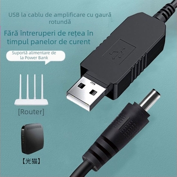 Cablu USB cu funcție de amplificare pentru alimentare 9V/12V la DC 5.5×2.1 mm, cu 8 interfețe DC