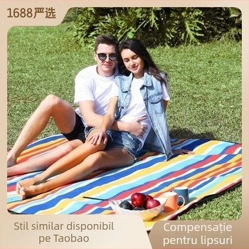 Bluebonny pătură de picnic din flanelă cu strat impermeabil din film de aluminiu, pentru 4–6 persoane