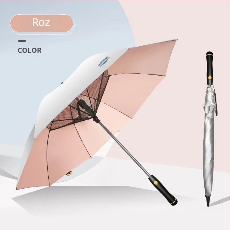 TTK umbrelă cu ventilator – Multifuncțional, Deschidere Automată, Cadru cu 8 nervuri, Țeavă din aluminiu, Mâner ABS, Material 190T, Mâner lung