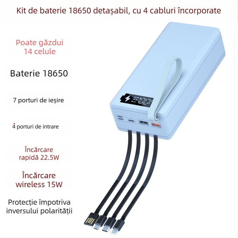 Kit de încărcare pentru carcasa de baterii 18650, 14 celule, conexiune cu 4 fire fără sudură, carcasă detașabilă pentru sursă de energie mobilă, încărcare rapidă