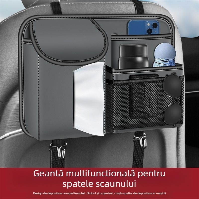 Geantă de depozitare pentru spatele scaunului, organizator suspendat din piele, Brand General, pentru Cherete, stil Vânt Național, fără personalizare