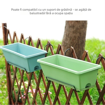 Ghiveci dreptunghiular din rășină, turnat prin injecție, rezistent la coroziune și durabil, potrivit pentru montare pe perete, birou sau podea, stil pastoral