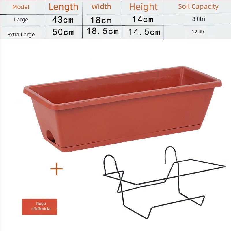 Ghiveci dreptunghiular din rășină, turnat prin injecție, rezistent la coroziune și durabil, potrivit pentru montare pe perete, birou sau podea, stil pastoral