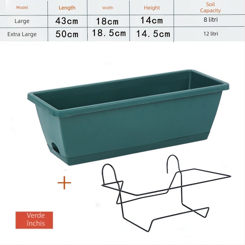 Ghiveci dreptunghiular din rășină, turnat prin injecție, rezistent la coroziune și durabil, potrivit pentru montare pe perete, birou sau podea, stil pastoral