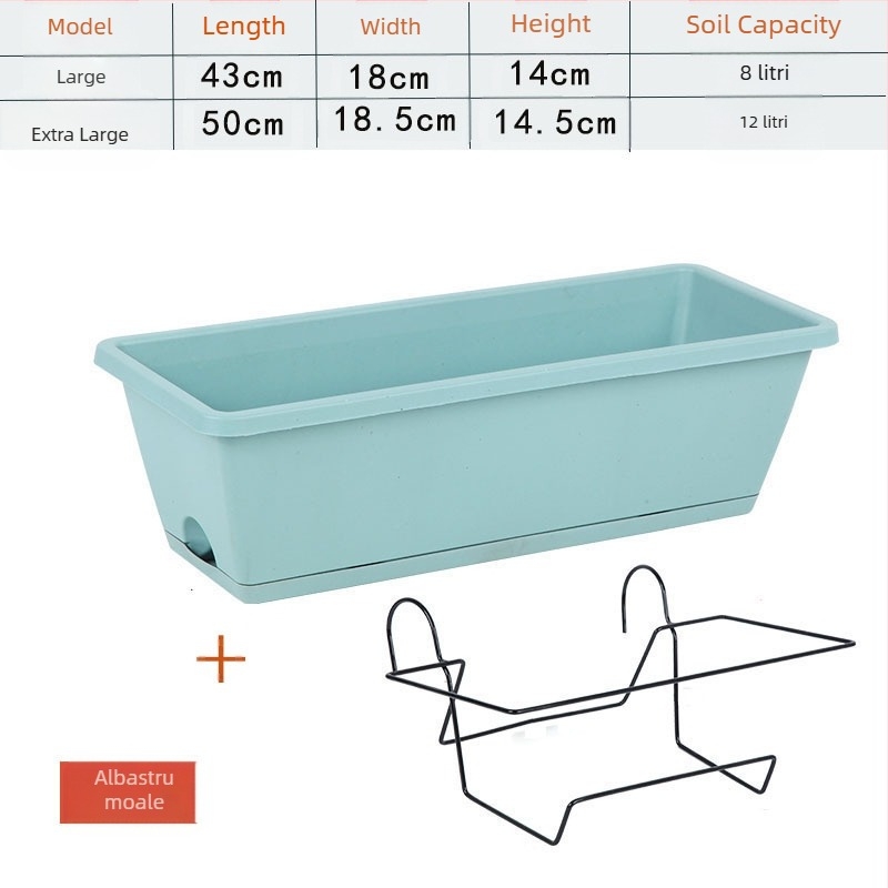 Ghiveci dreptunghiular din rășină, turnat prin injecție, rezistent la coroziune și durabil, potrivit pentru montare pe perete, birou sau podea, stil pastoral