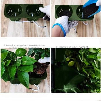Ghiveci de perete, din plastic, autoirigare, hidroponic, verdeață verticală