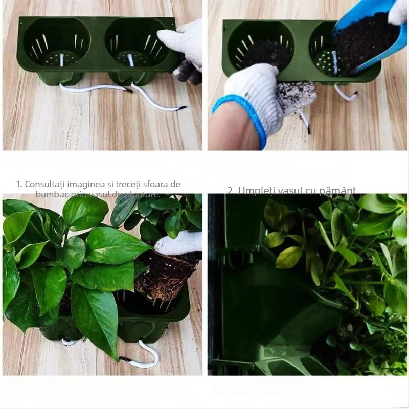 Ghiveci de perete, din plastic, autoirigare, hidroponic, verdeață verticală