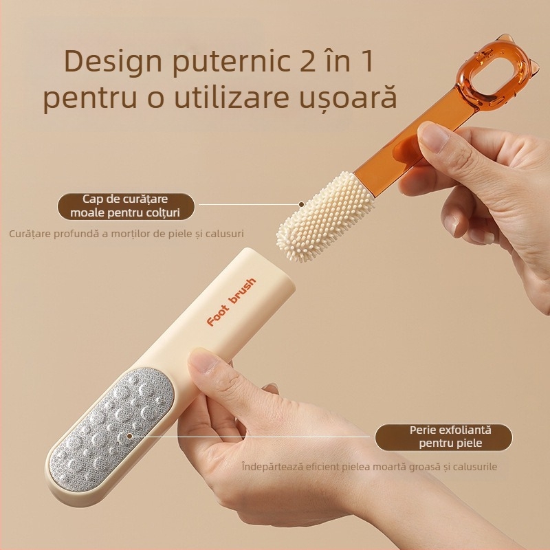 Instrument de șlefuire a pielii de pe tălpi și călcâi – Perie de curățare a picioarelor, multifuncțională (Materiale: ABS, PC, oțel inoxidabil 430, TPR; Formă piatră ponce: ovală; Brand: Xingyang)
