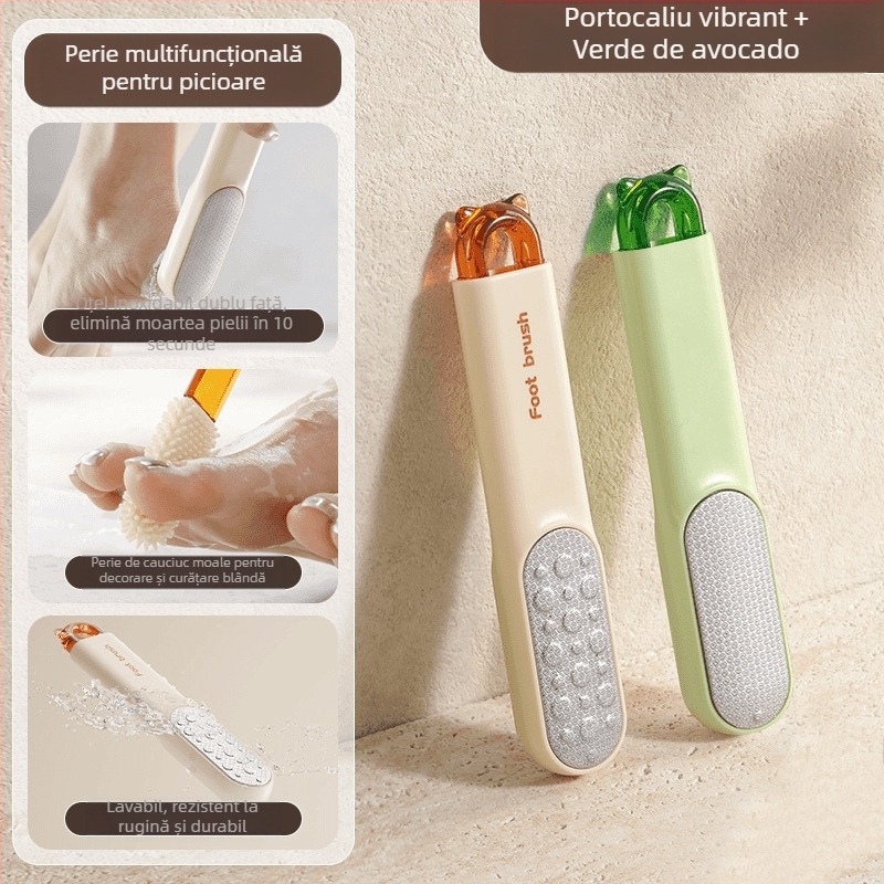 Instrument de șlefuire a pielii de pe tălpi și călcâi – Perie de curățare a picioarelor, multifuncțională (Materiale: ABS, PC, oțel inoxidabil 430, TPR; Formă piatră ponce: ovală; Brand: Xingyang)