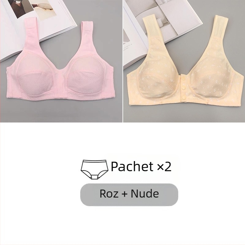 Sutien din bumbac, cupe 3/4, închidere frontală, spate frumos, push-up