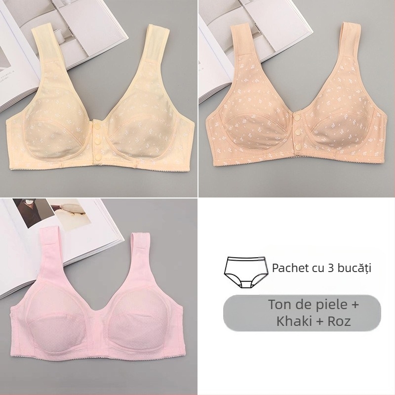 Sutien din bumbac, cupe 3/4, închidere frontală, spate frumos, push-up