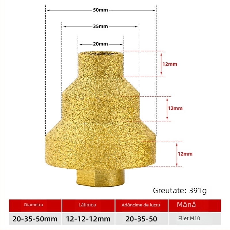 Melton DCK07 Reamer conic multi-strat, brazing, pentru plăci din piatră și marmură