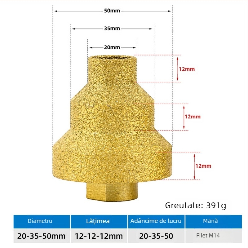 Melton DCK07 Reamer conic multi-strat, brazing, pentru plăci din piatră și marmură