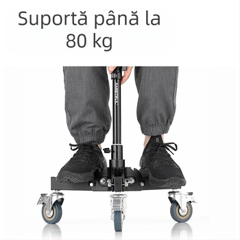 Sprijin pentru iluminat pentru fotografie din aliaj de aluminiu, greu, cu sistem de role, pliere, design cu două secțiuni, înălțime 81 cm, sarcină 80 kg