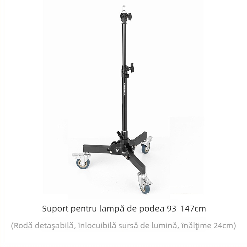 Sprijin pentru iluminat pentru fotografie din aliaj de aluminiu, greu, cu sistem de role, pliere, design cu două secțiuni, înălțime 81 cm, sarcină 80 kg